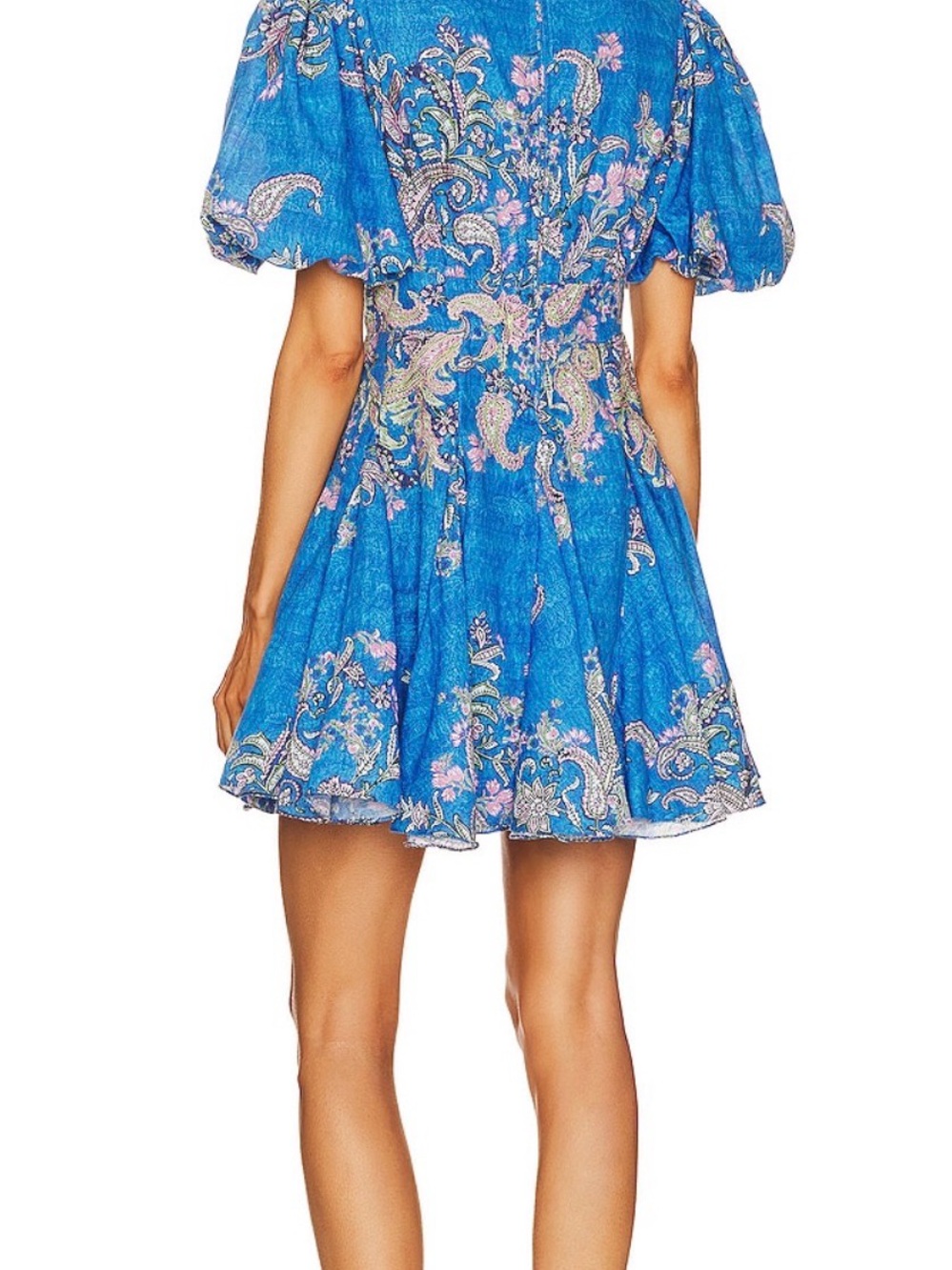HEMANT & NANDITA Blue Paisley V-Neck Mini Dress - Picture 3 of 3